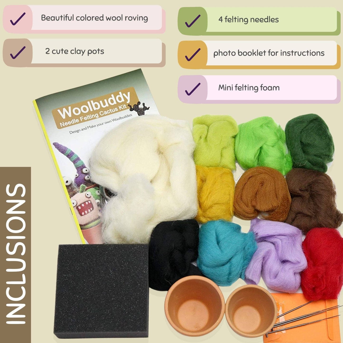 Woolbuddy Needle Felting Cactus Kit