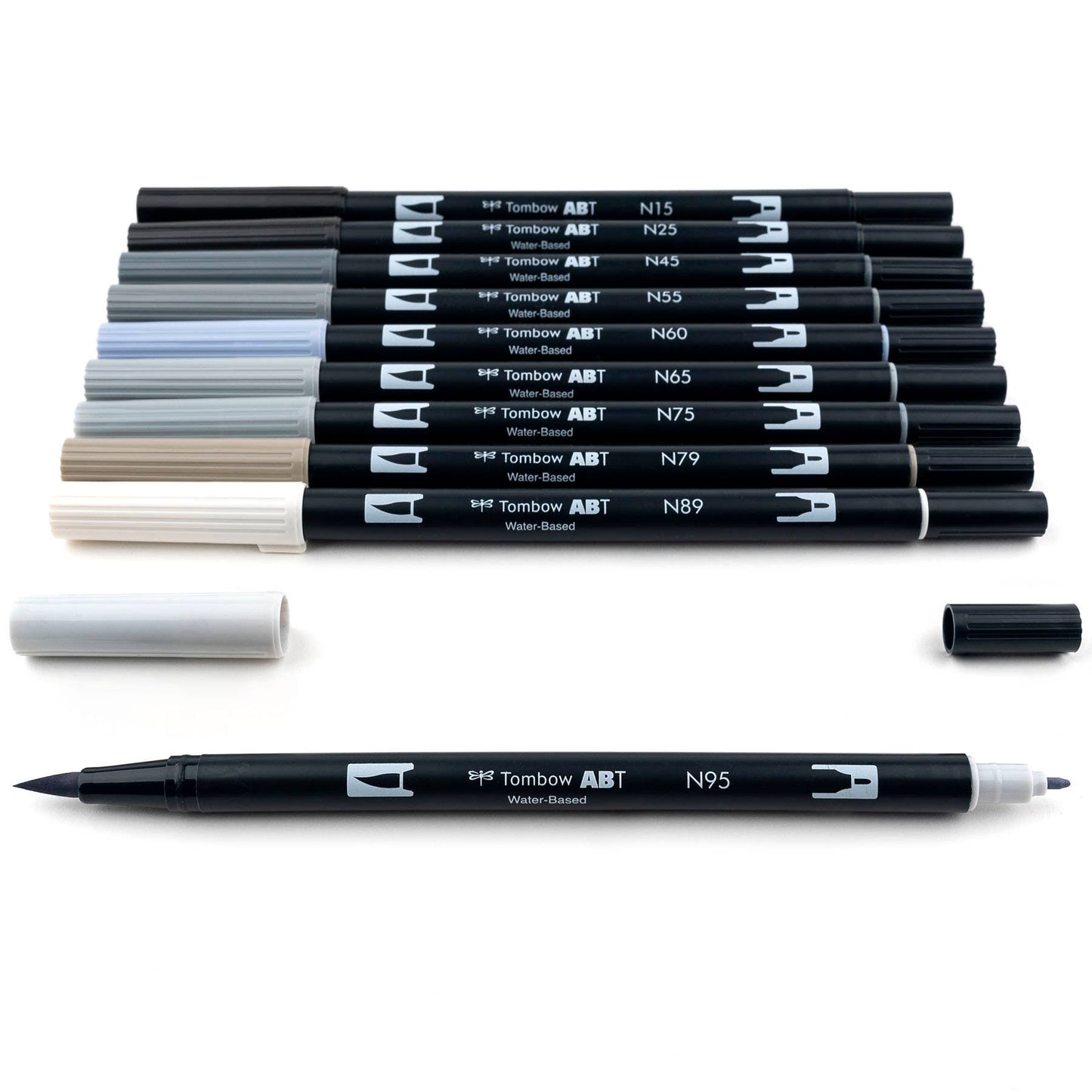 Dual Brush Pen Art Markers: Grayscale 10 Pack